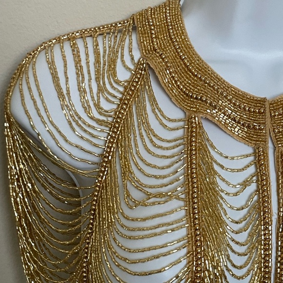 Golden Loop Fringe Crystal Beaded Cape - Picture 5 of 6